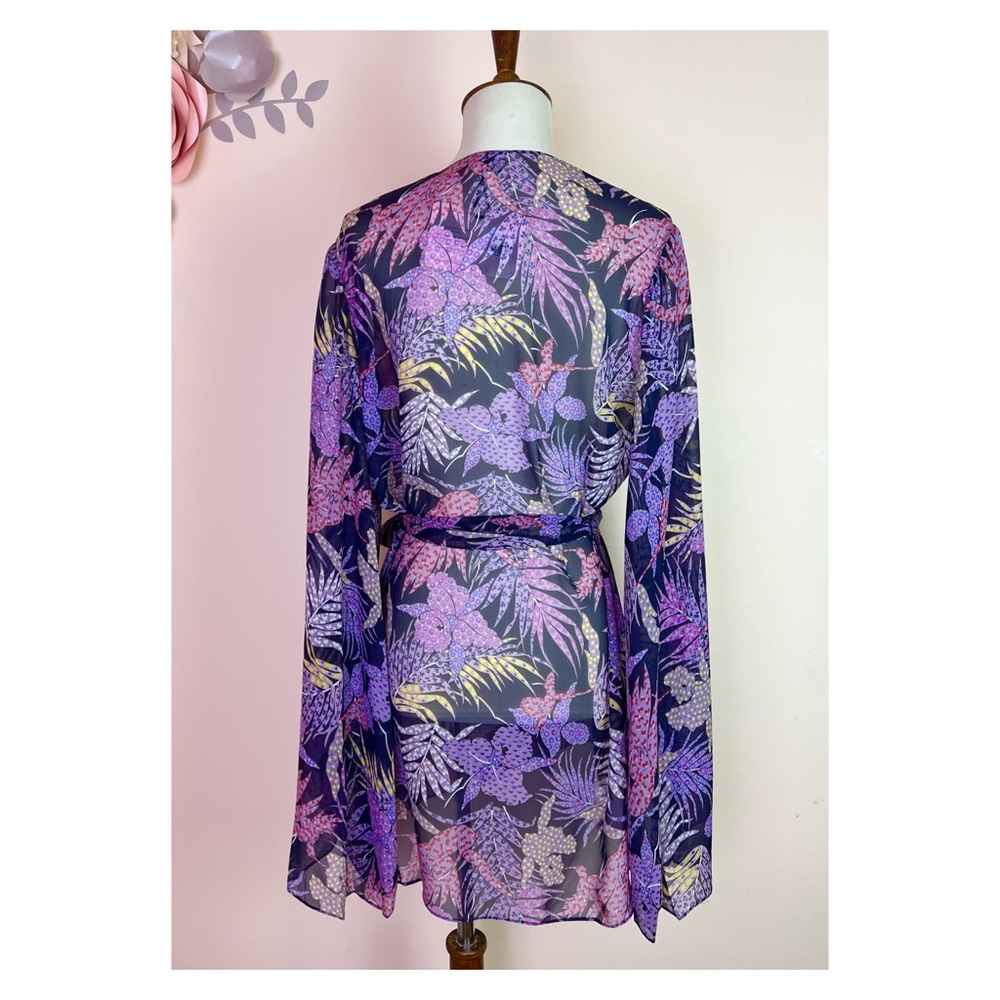 🛑 SOLD 🛑 New! Rare AGENT PROVOCATEUR Riva Palm Leaf Silk Kimono Cover-Up - Picture 7 of 13